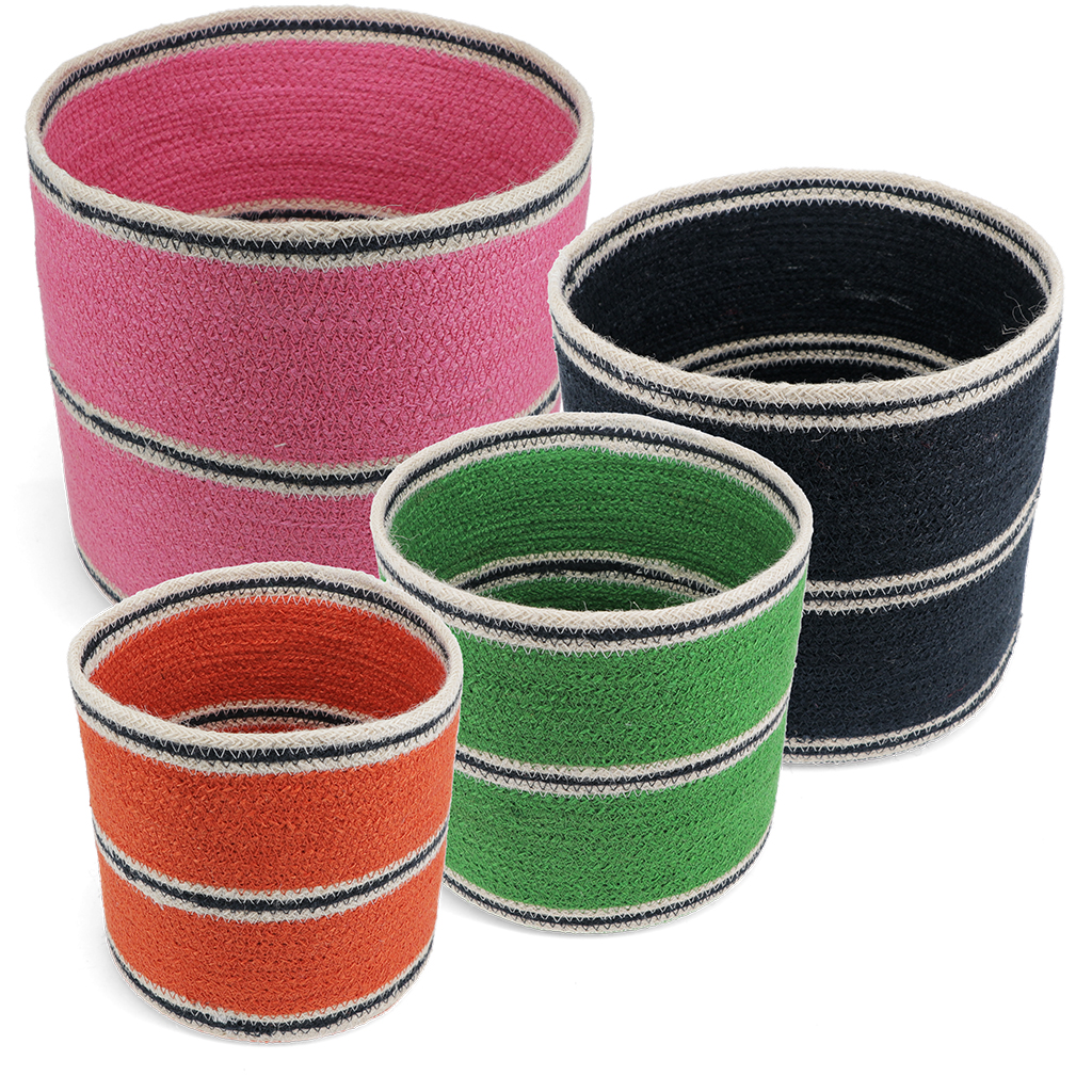 paniers de rangement ronds en jute (lot de 4) - multicolore