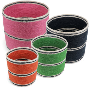round jute storage baskets (set of 4) - multi-colour