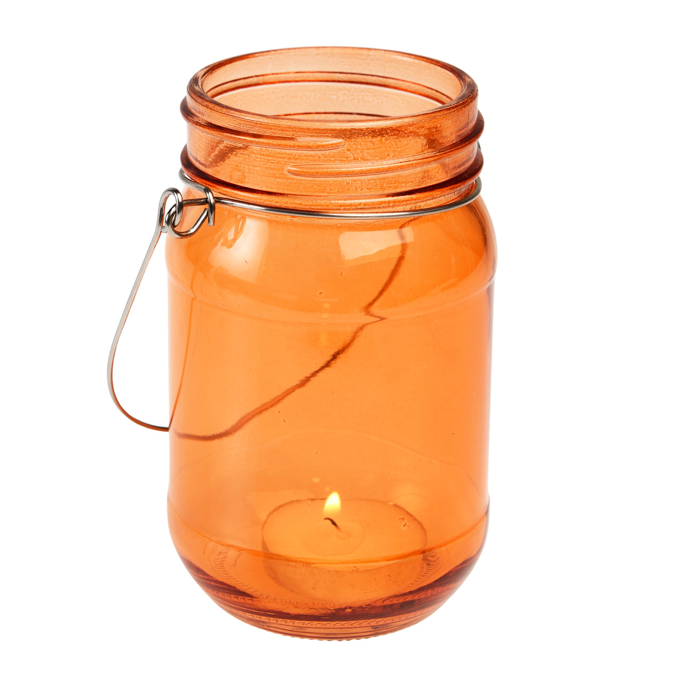 jam jar tealight holder - orange