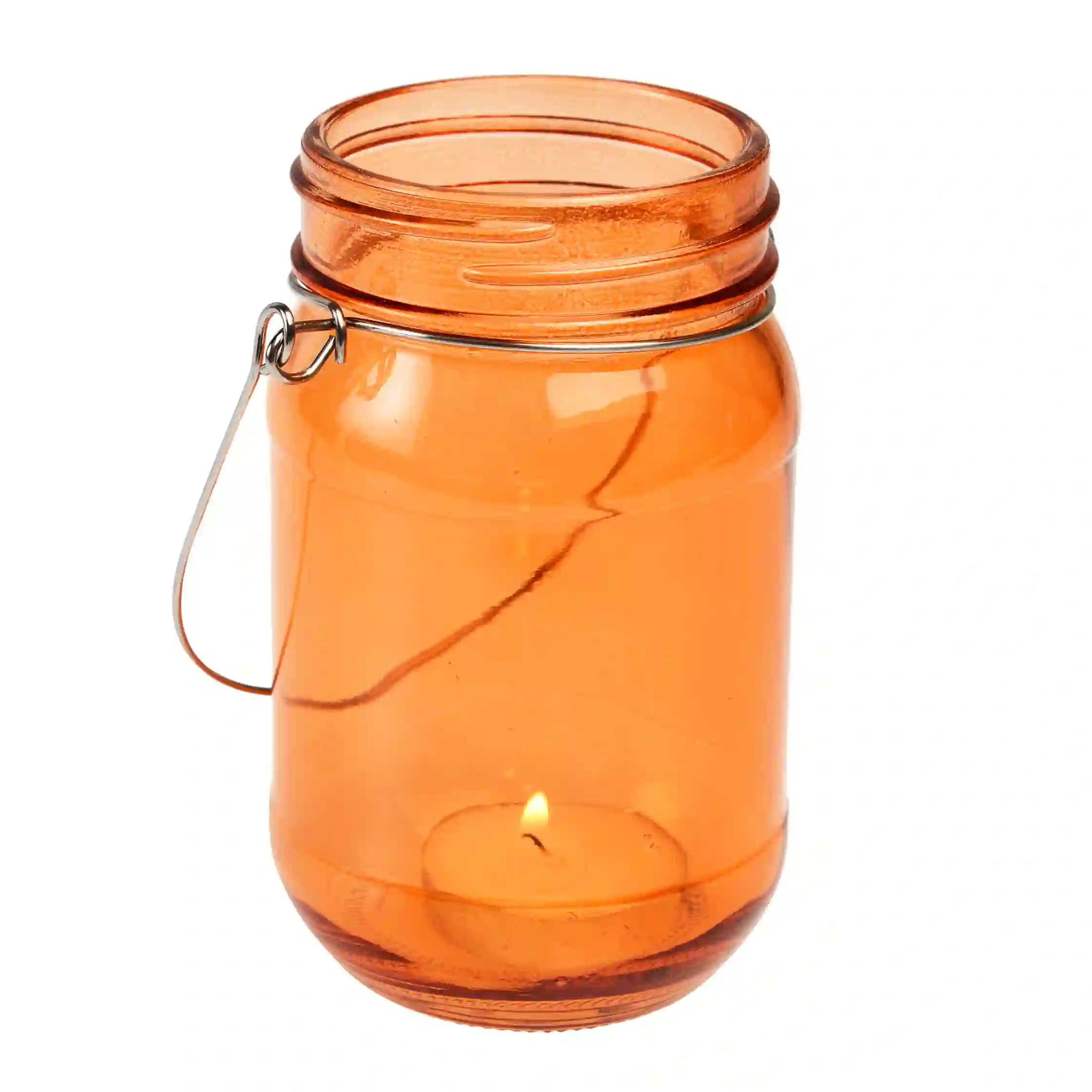 jam jar tealight holder - orange