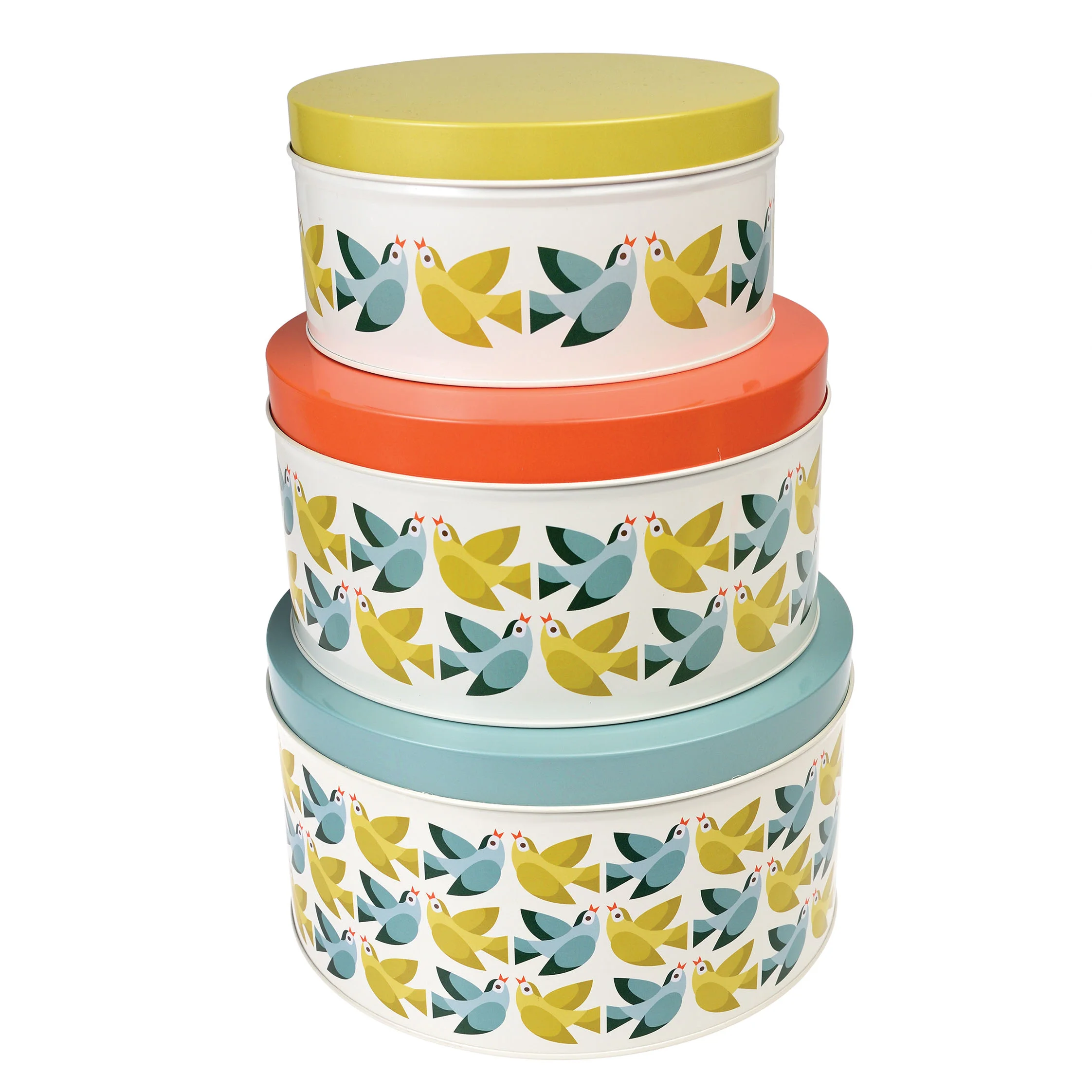 latas redondas love birds (juego de 3)