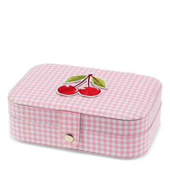 jewellery box - pink gingham cherry