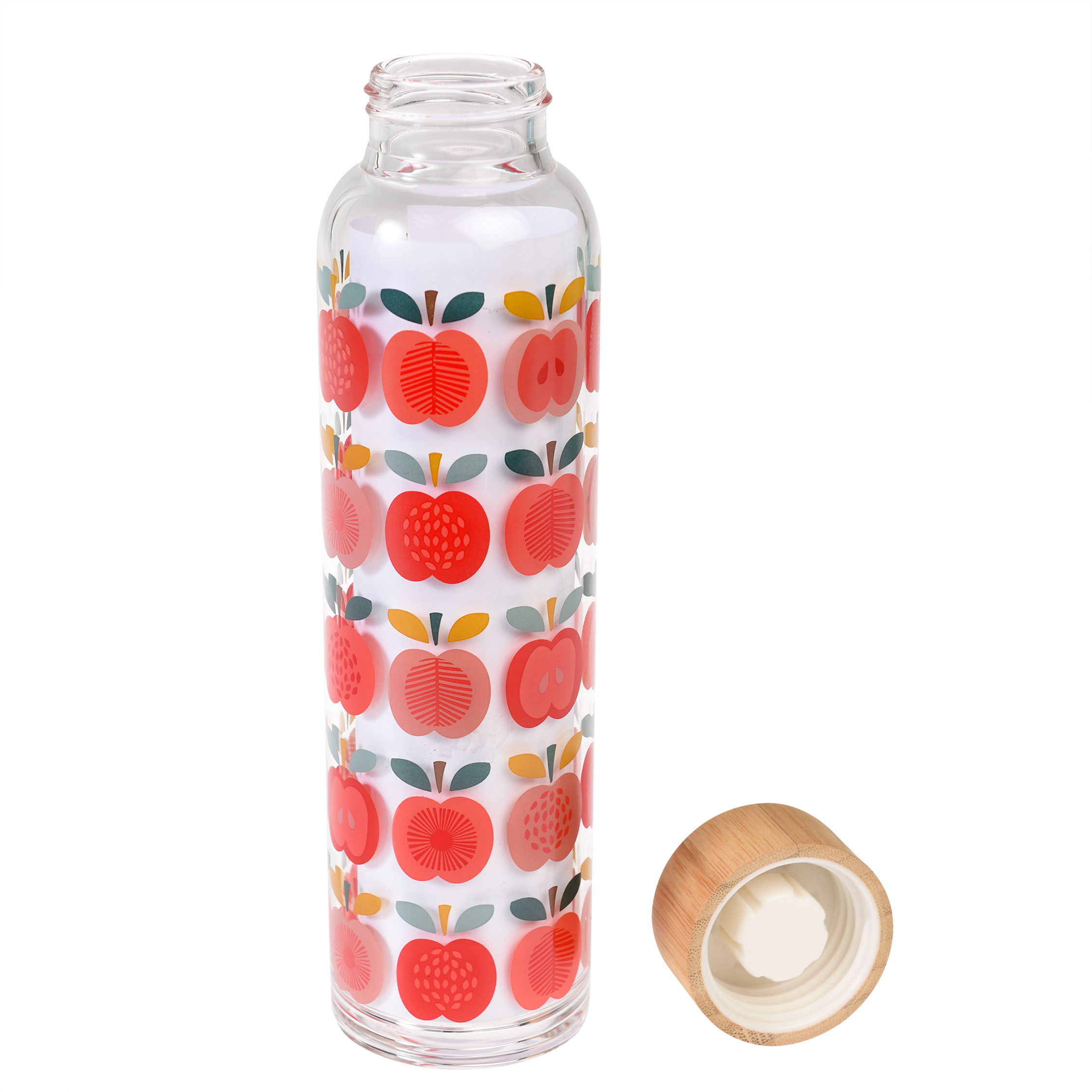 glass water bottle 420ml - vintage apple