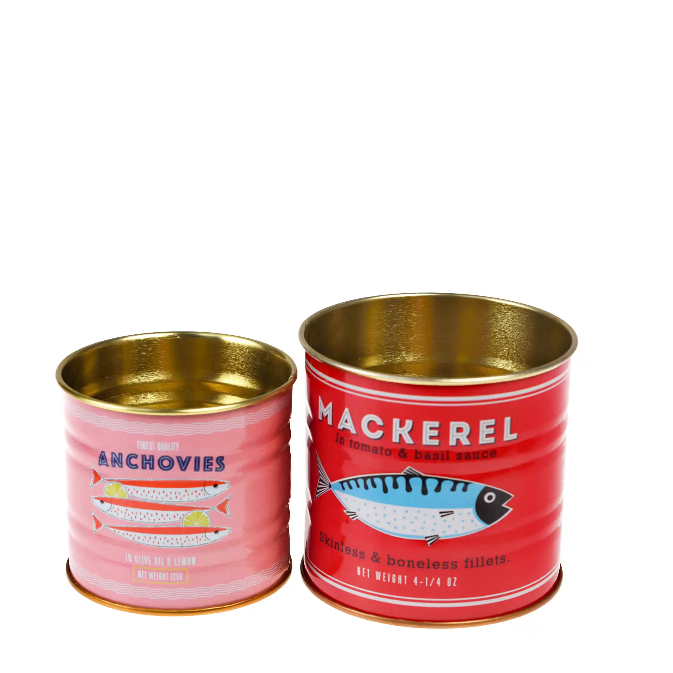 mini latas almacenamiento pescado (juego de 2)