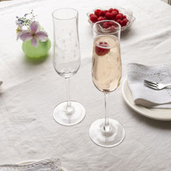 etched star champagne glasses 200ml (set of 2) - pink