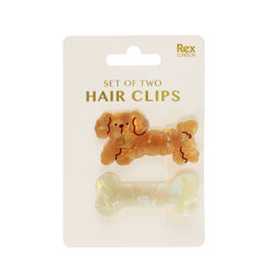 pinces à cheveux (lot de 2) - chien et os
