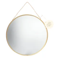 hanging mirror (29cm) - round, gold tone