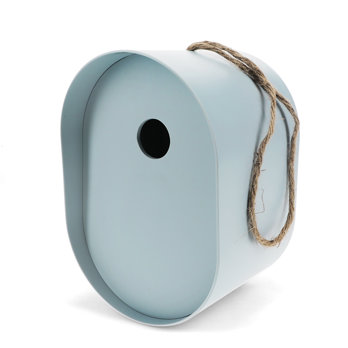 ovales vogelhaus aus bambusfaser - blau