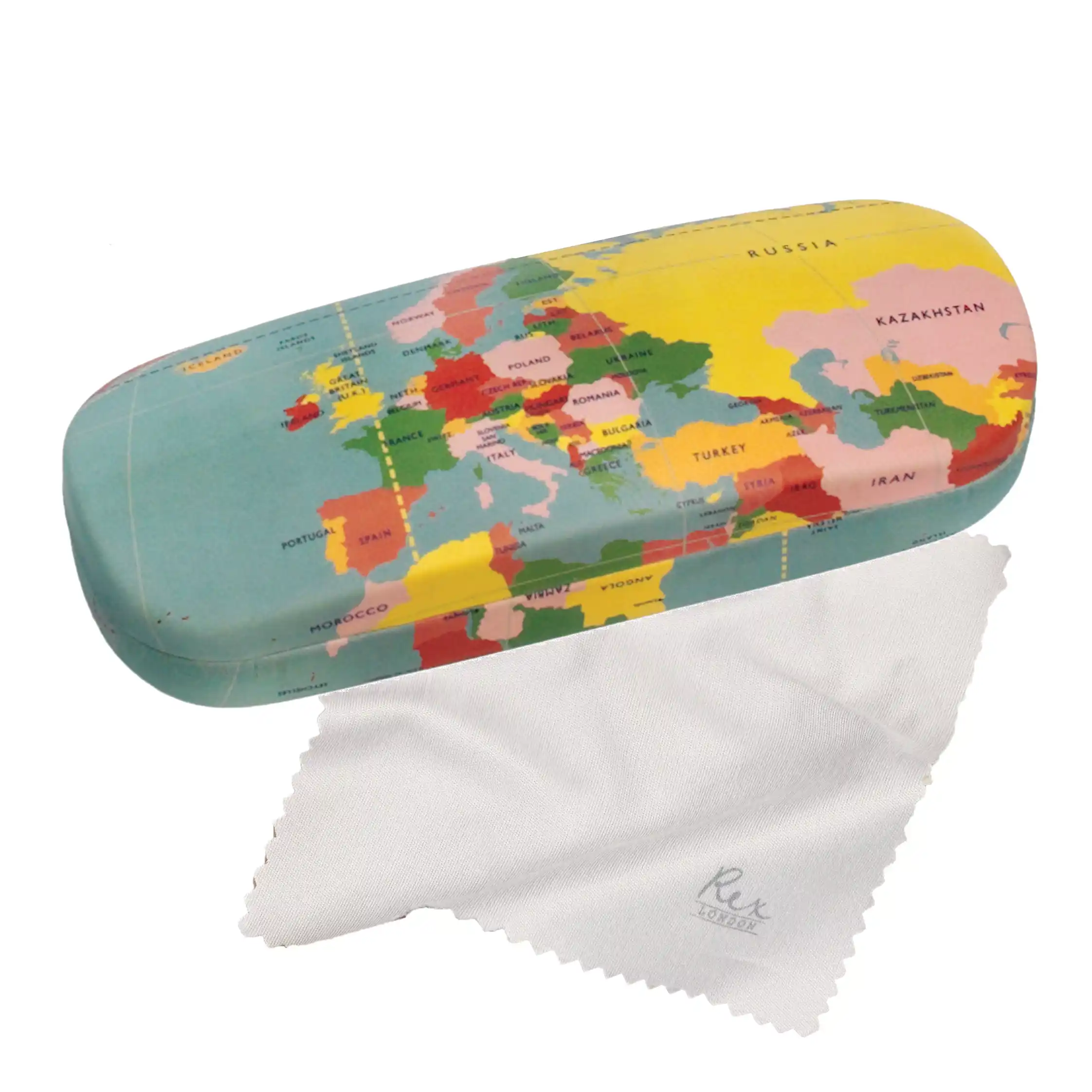 glasses case & cleaning cloth - world map