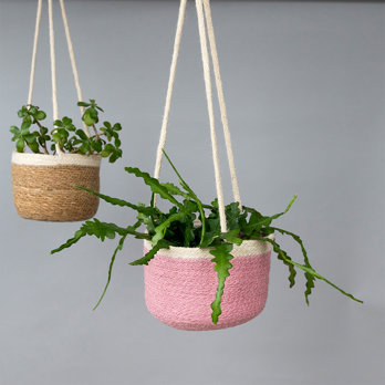 pink hanging u shape basket