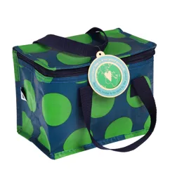insulated lunch bag - green on blue spotlight
