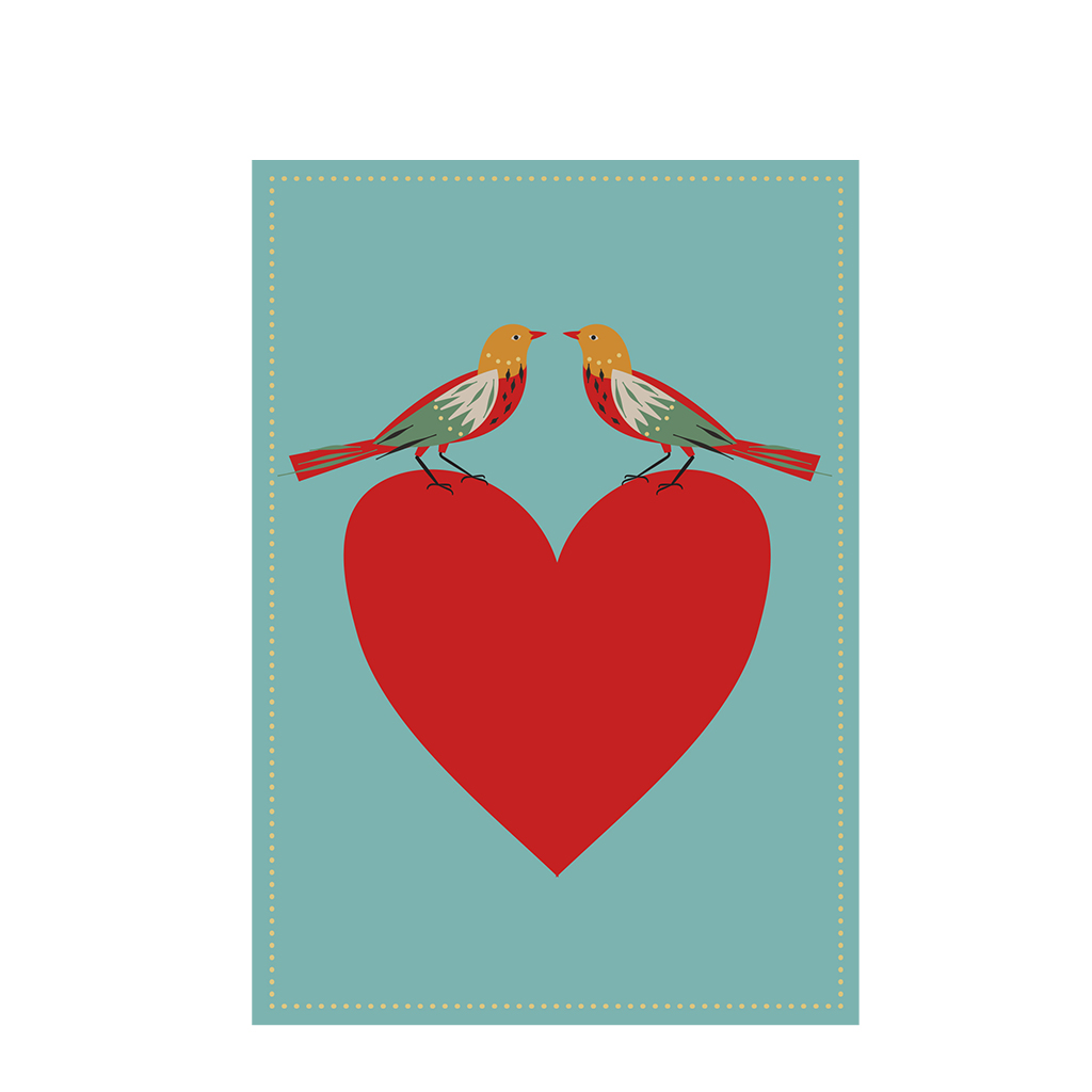 grußkarte vögel und herzen
