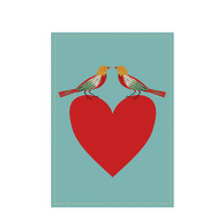 carte de vœux oiseaux et cœur