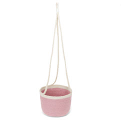 hanging jute basket - pink