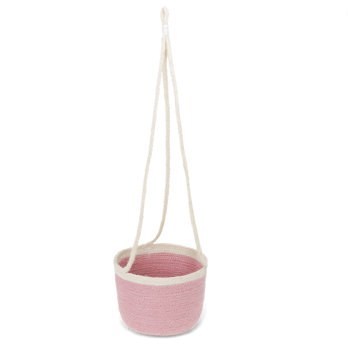 hanging jute basket - pink