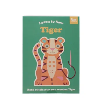 learn to sew wooden hand-stitch set - tiger learn to sew wooden hand-stitch set - tiger