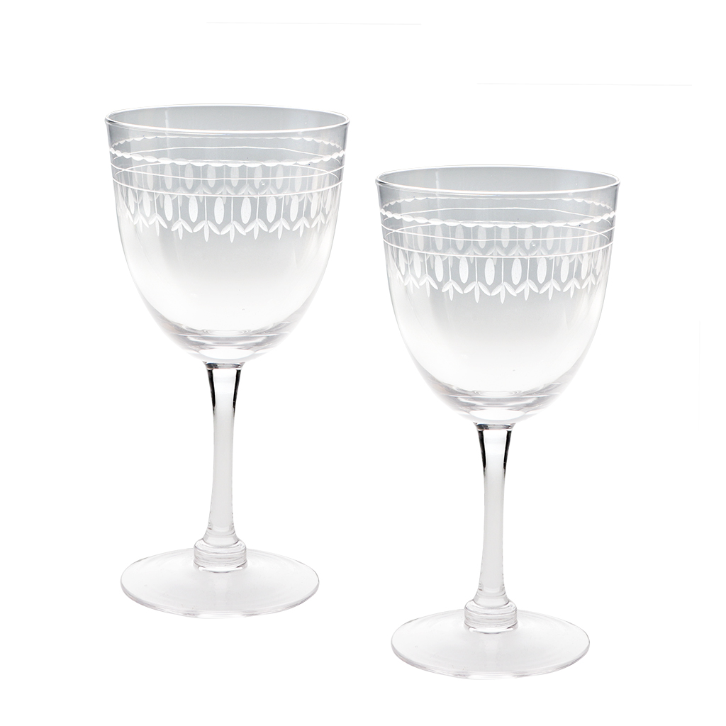 verres à vin vintage gravés 250ml (lot de 2) - transparent