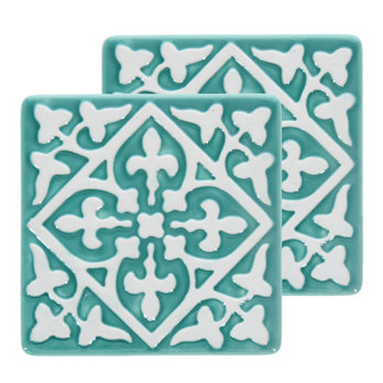 ceramic coasters (set of 2) - turquoise