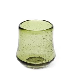 hand blown bubble glass tumbler - olive green