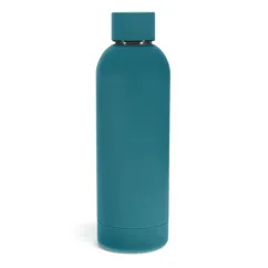 rubber coated steel bottle 500ml - petrol blue rubber coated steel bottle 500ml - petrol blue