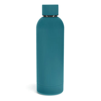 rubber coated steel bottle 500ml - petrol blue