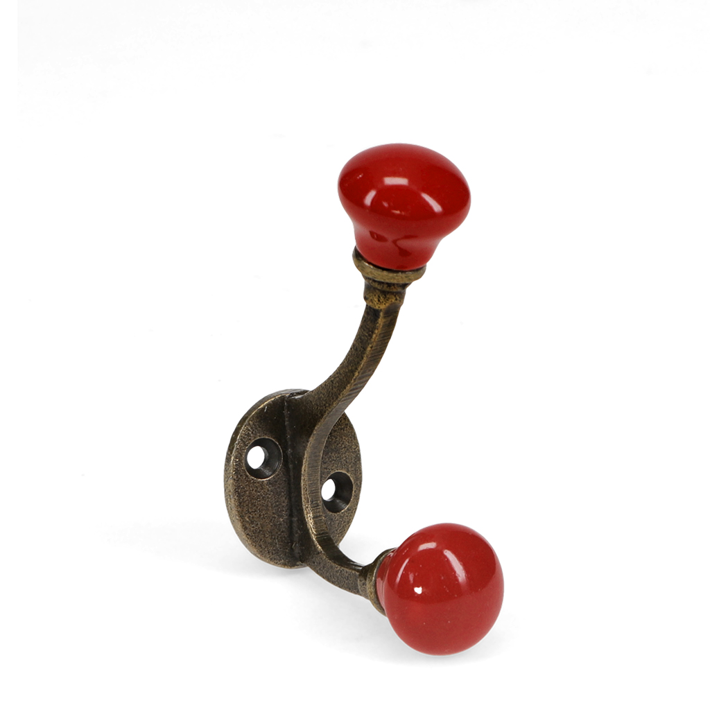 ceramic double hook - red