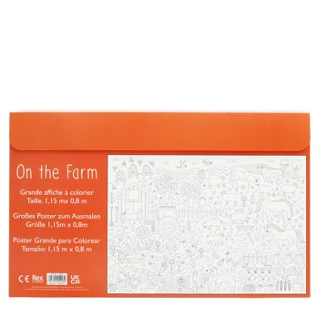 large colouring poster with pencils - on the farm large colouring poster with pencils - on the farm