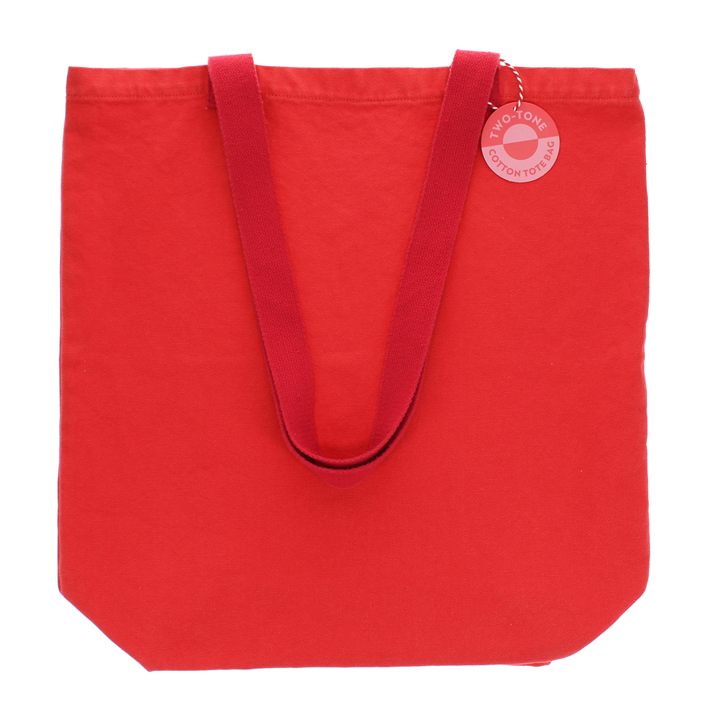 two-tone cotton tote bag - red