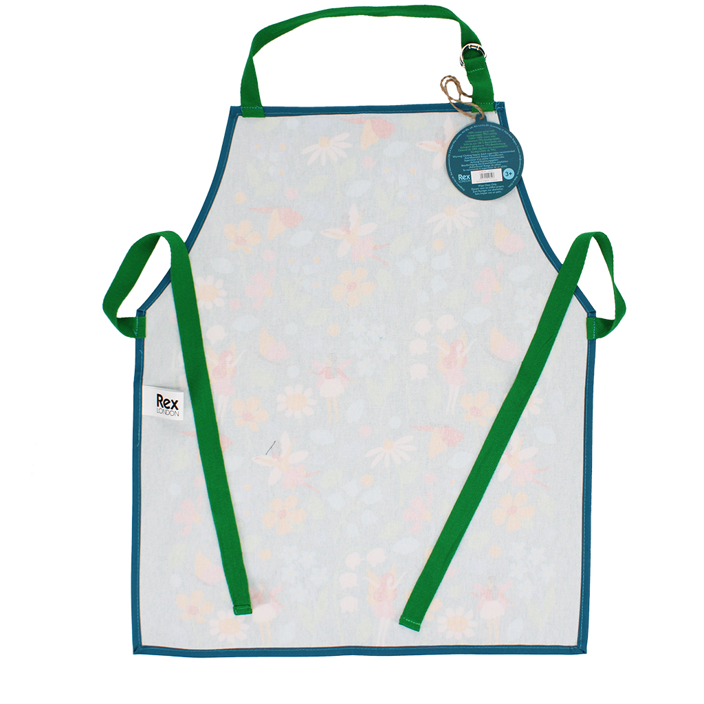wipeable cotton children's apron - fairies in the garden