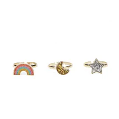 glitter rings (set of 3) - star, rainbow & moon glitter rings (set of 3) - star, rainbow & moon