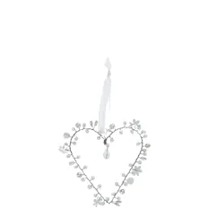 handmade beaded heart decoration (7x8cm) - white handmade beaded heart decoration (7x8cm) - white