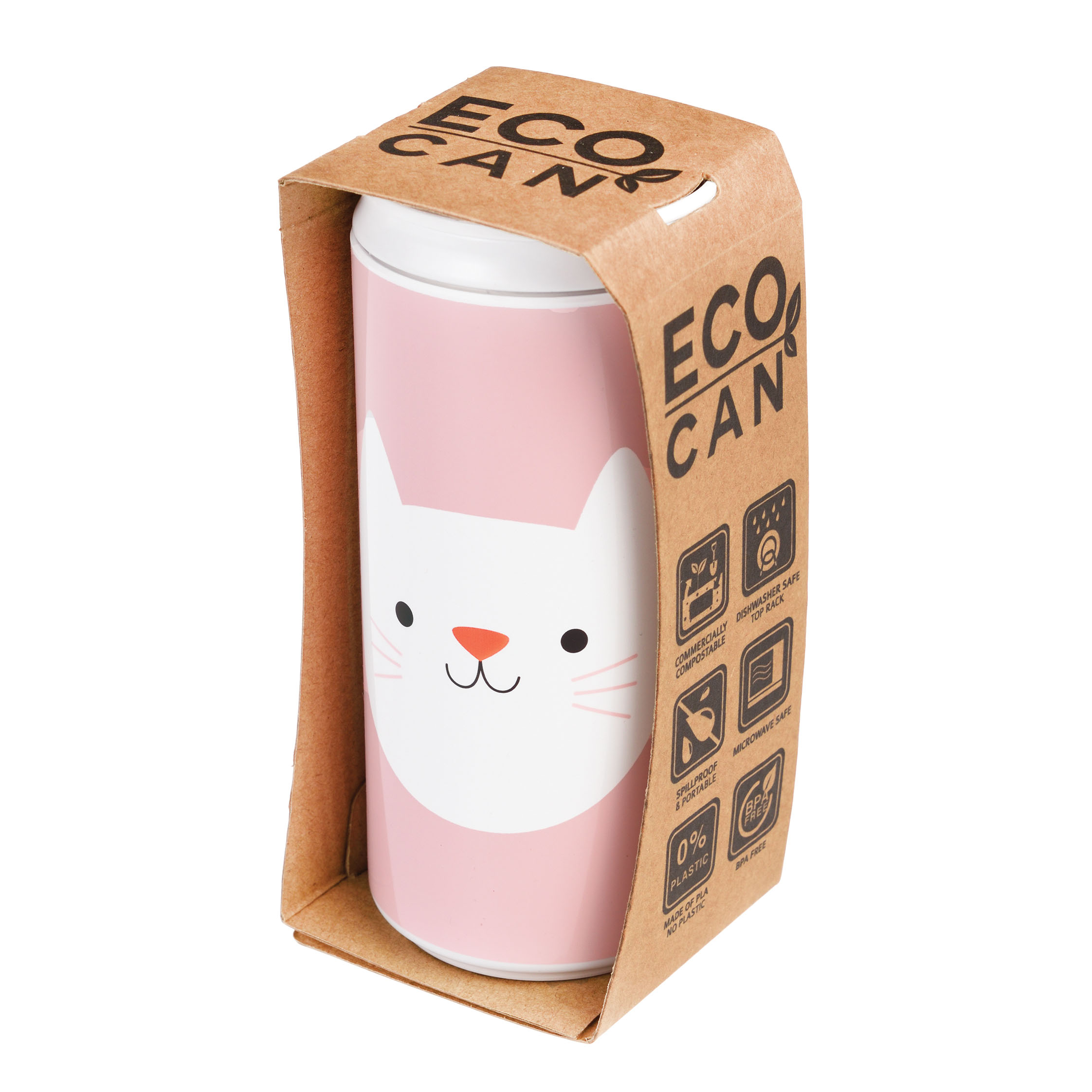 reusable eco can water bottle (330ml) - cookie the cat