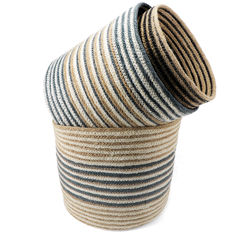 round jute storage baskets (set of 3) - natural stripes