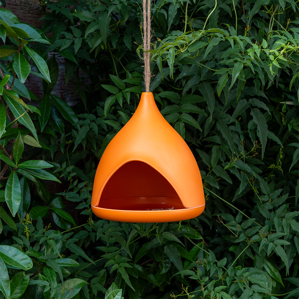 bamboo fibre bird feeder - orange