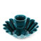enamel cupped flower candle holder - blue