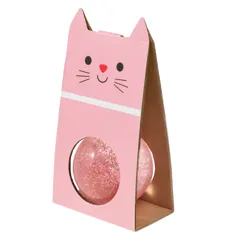 glitter bouncy ball - pink cat