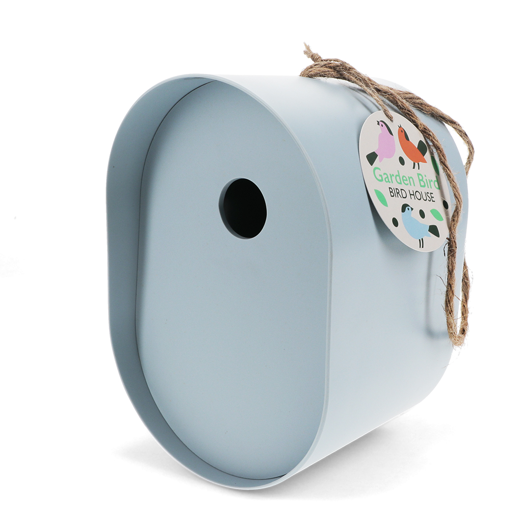 oval bamboo fibre birdhouse - blue