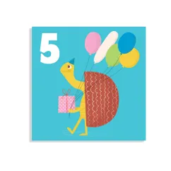 carte d'anniversaire tortue 'cinq'