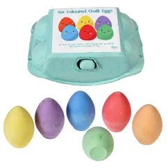 six coloured chalk eggs