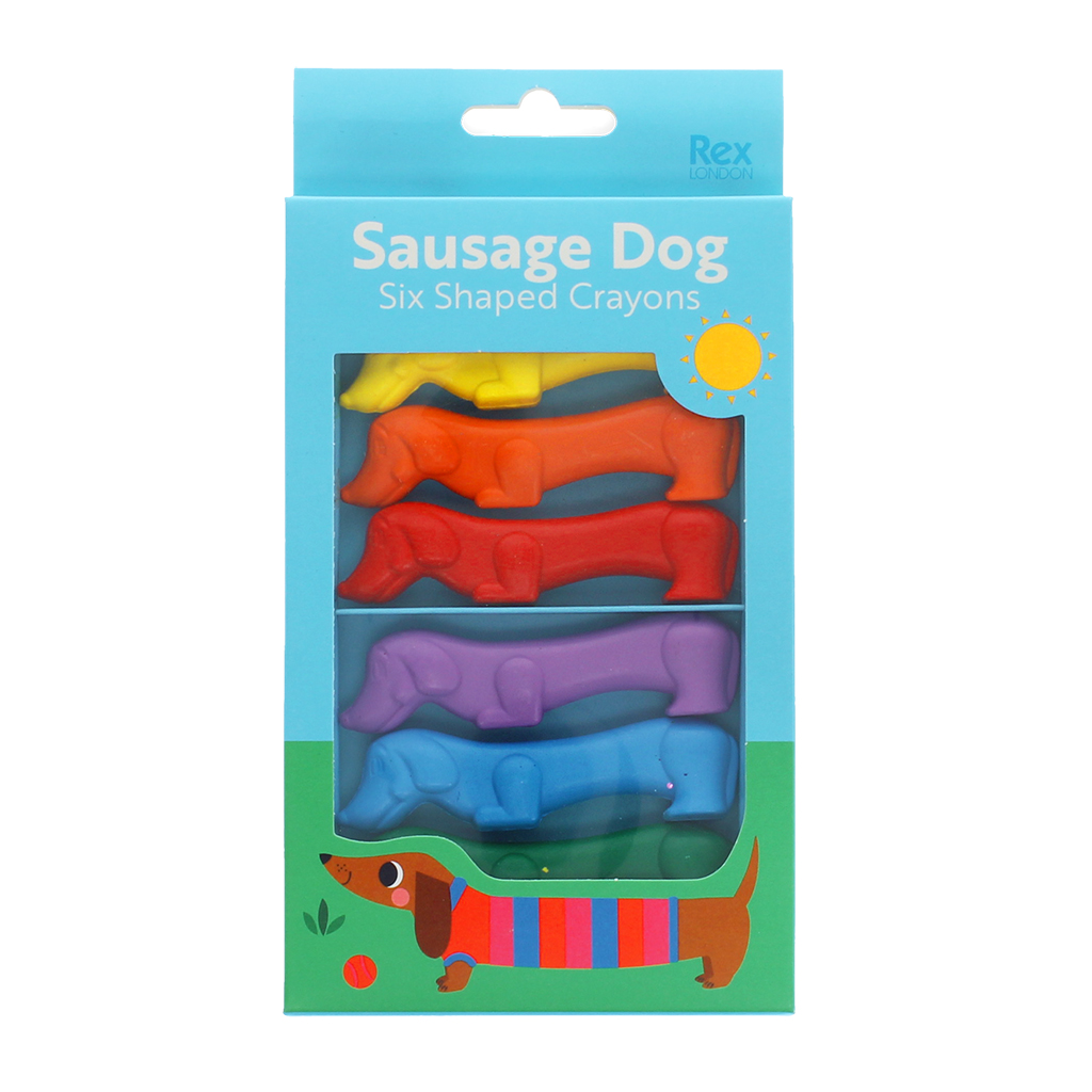dog shaped crayons (set of 6) - sunny sausage dog