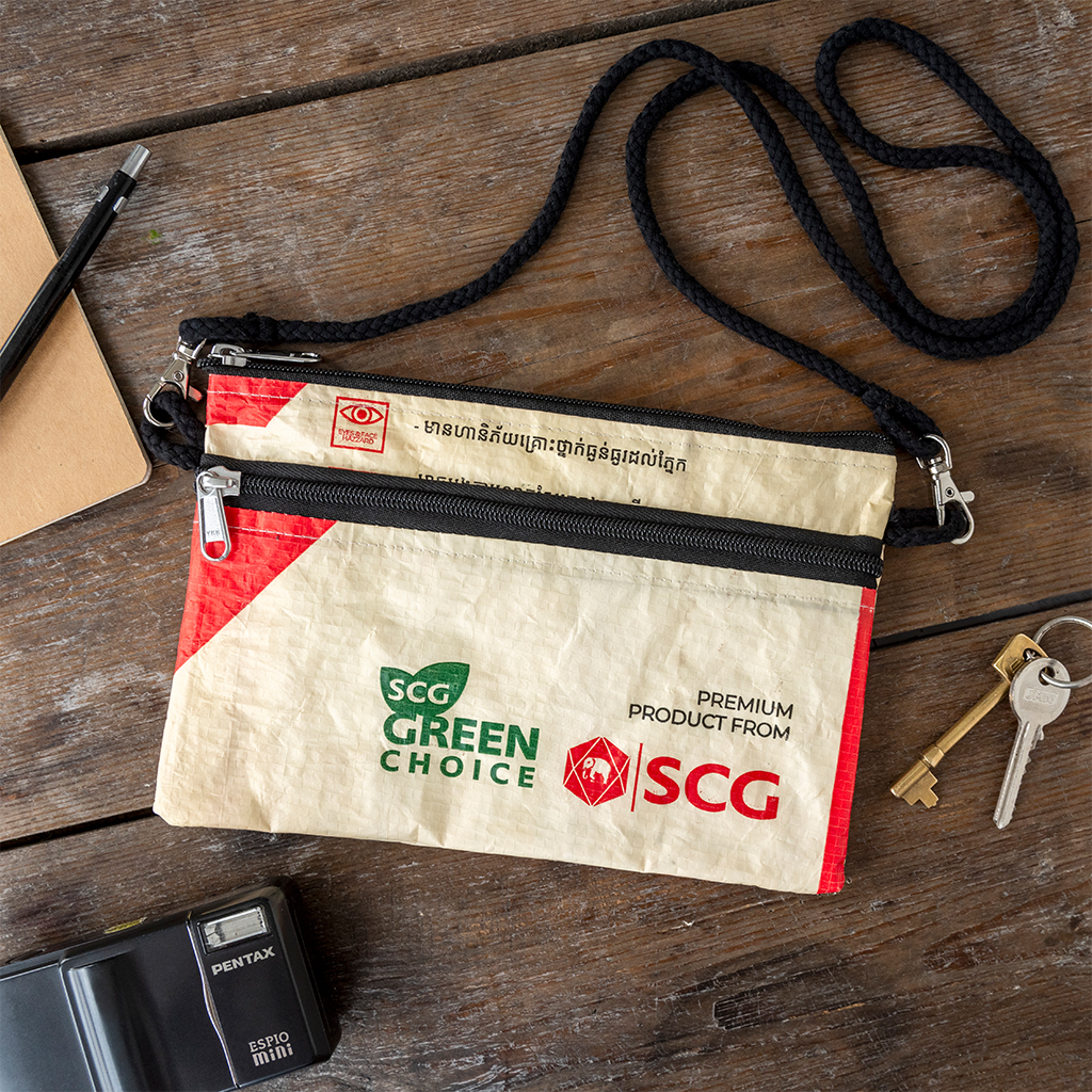 recycled cement bag travel pouch