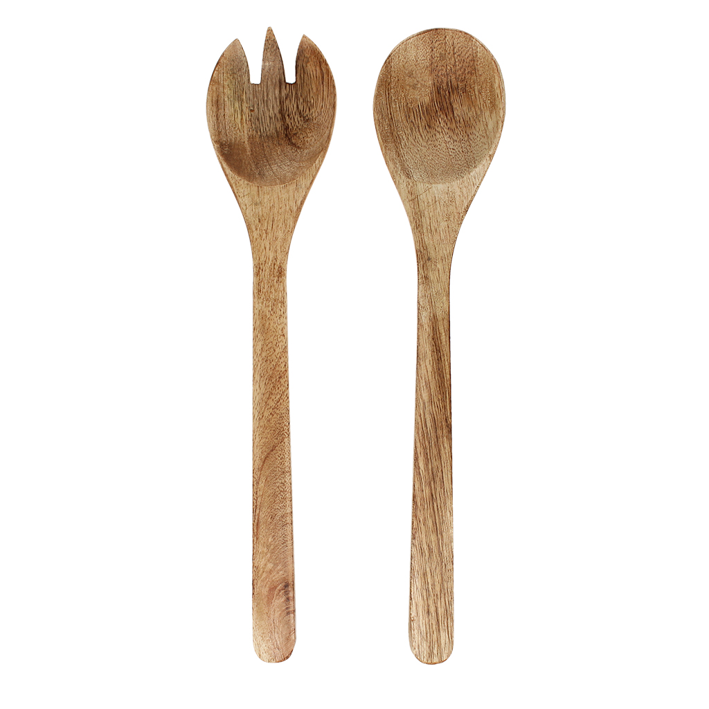 mango wood salad server set