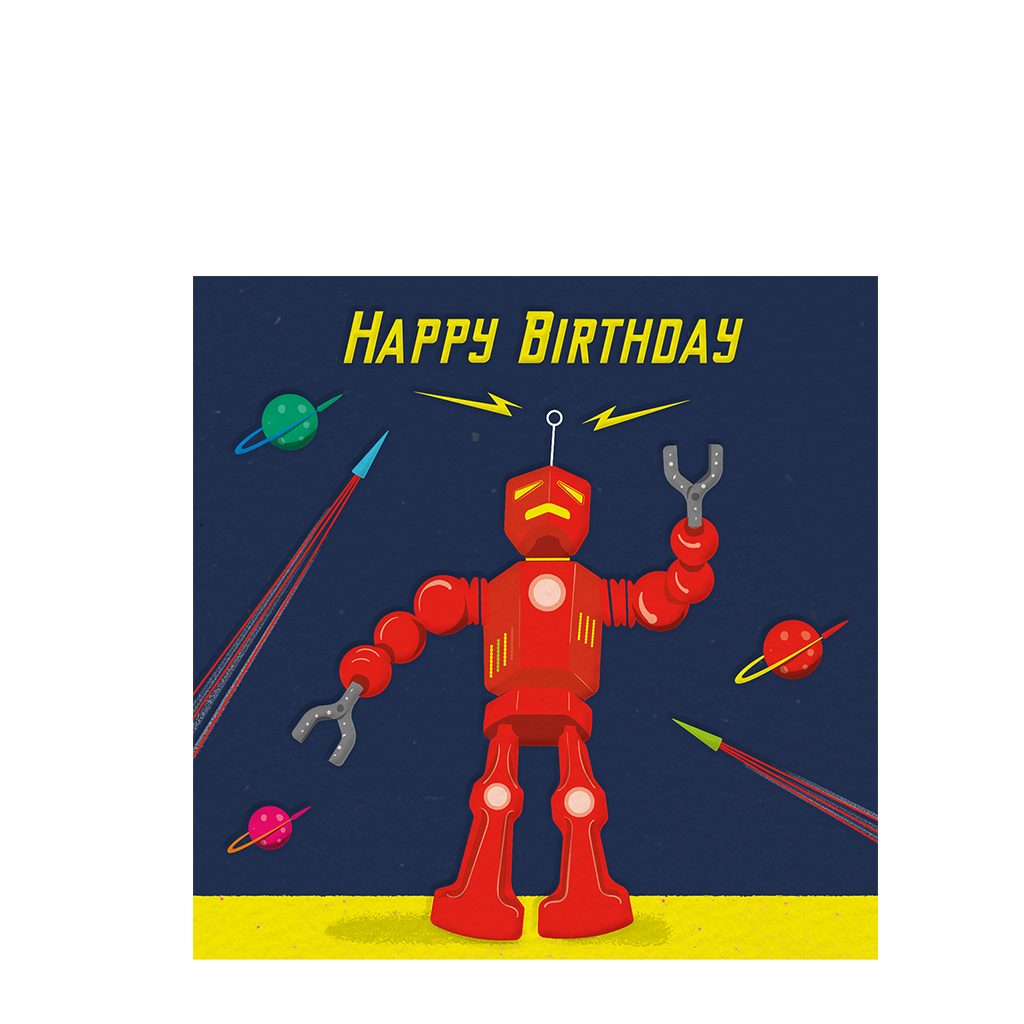 birthday card - sci-fi robot