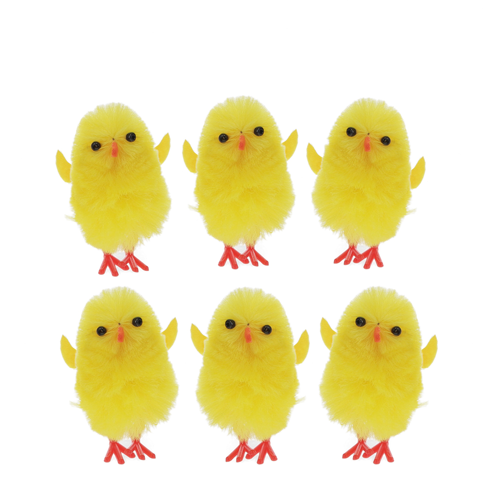décorations de pâques duveteuses (lot de 6) - mini poussins