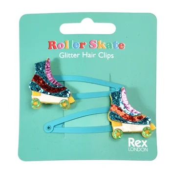glitter hair clips (set of 2) - roller skate glitter hair clips (set of 2) - roller skate