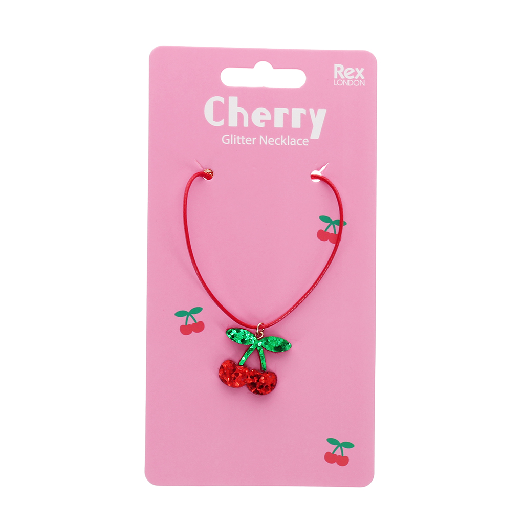 glitter necklace - cherry