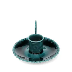 enamel chamberstick candle holder - blue enamel chamberstick candle holder - blue