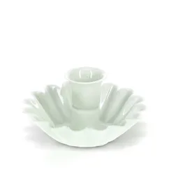 enamel cupped flower candle holder - light grey enamel cupped flower candle holder - light grey