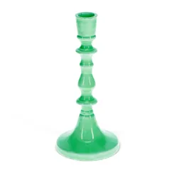 enamel candlestick (19cm) - green enamel candlestick (19cm) - green