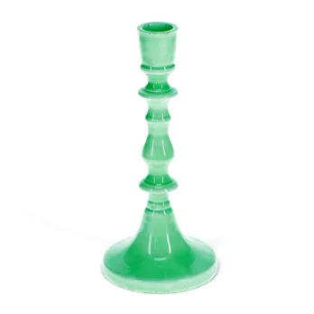 enamel candlestick (19cm) - green enamel candlestick (19cm) - green